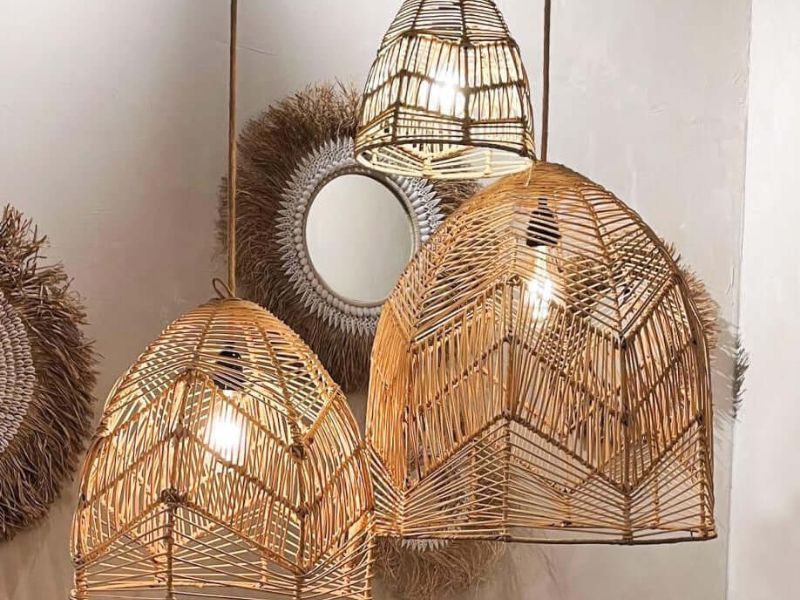 Boho-Chic rattan small pendant light