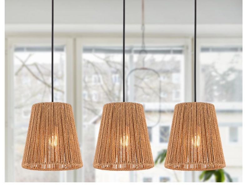 Multi-Glass mini rattan pendant light