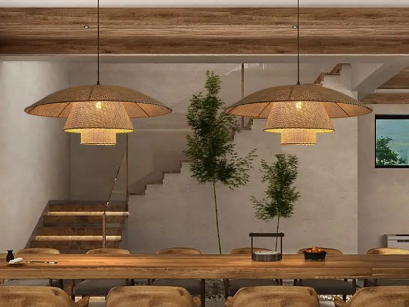 Rustic rattan pendant lights are versatile and can complement several interior styles