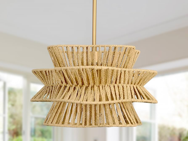 Rustic Boho Rattan Pendant