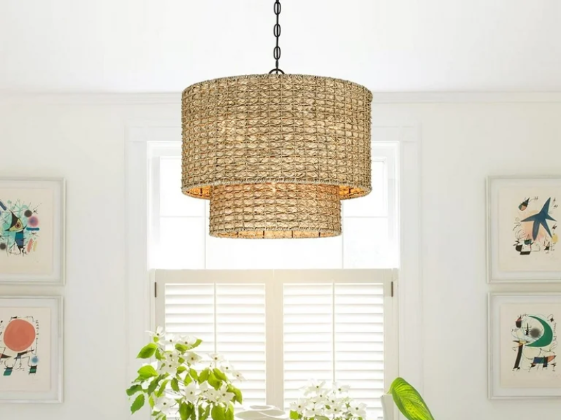 Natural Rattan Drum Pendant