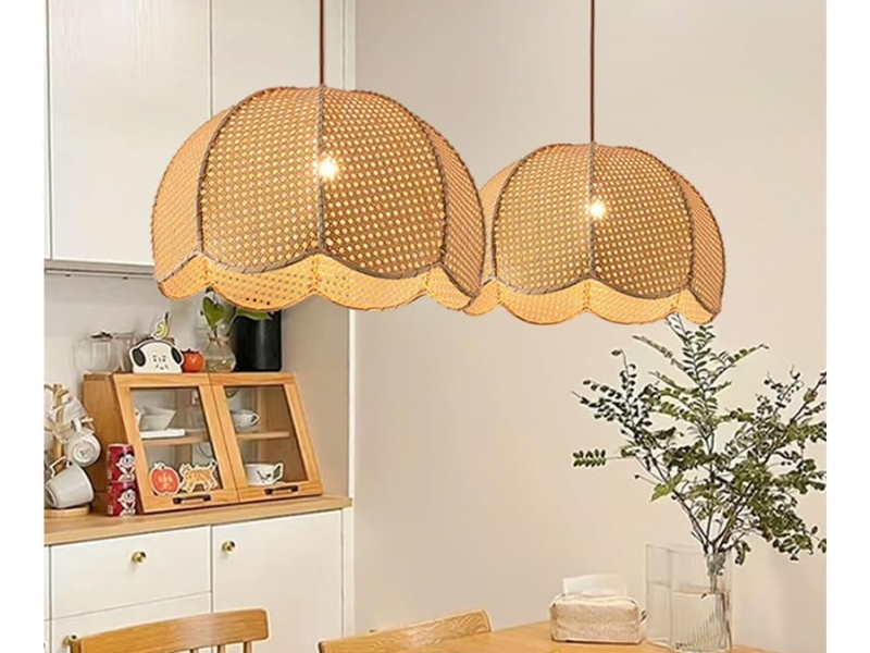 The rattan scalloped pendant light is versatile and can complement various interior designs