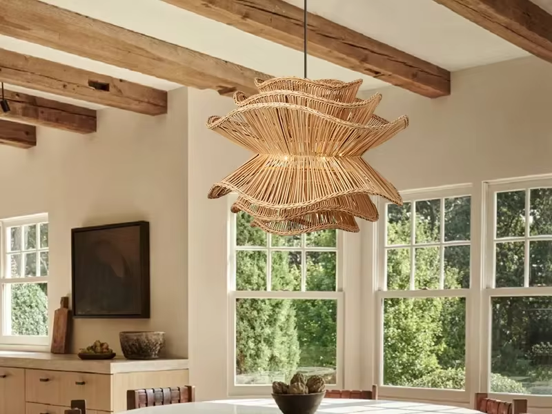 Multi-Layered Scallop Rattan Pendant Light