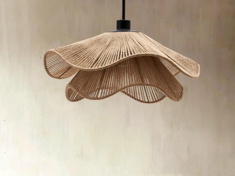 Boho Scallop Rattan Pendant Light