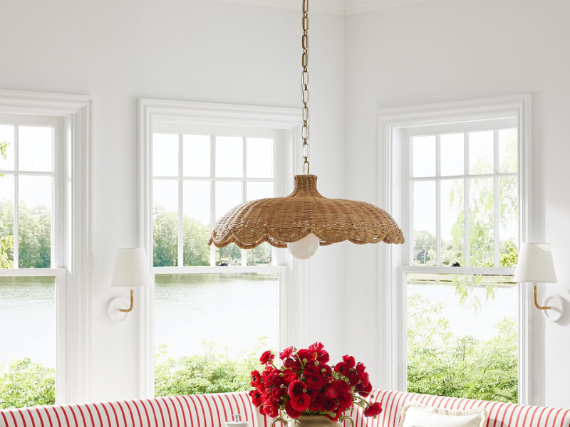 Tropical Scallop Rattan Pendant Light