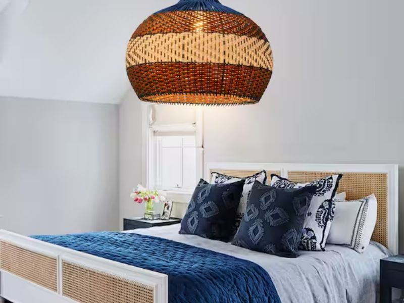 Rattan pendant light for modern or minimalist interiors