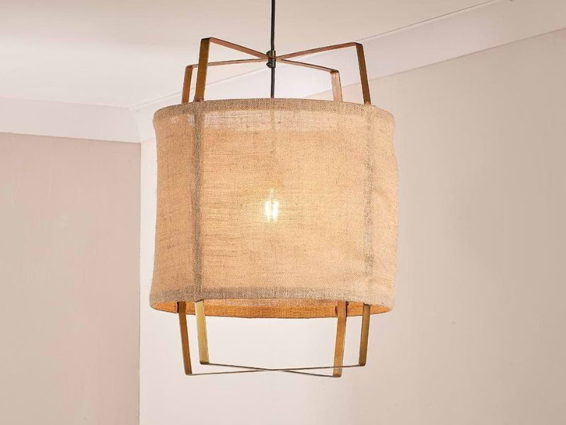 Rattan Pendant Light with Metal Frame