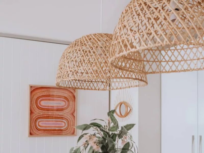 Round Rattan Pendant Light with Soft Curves