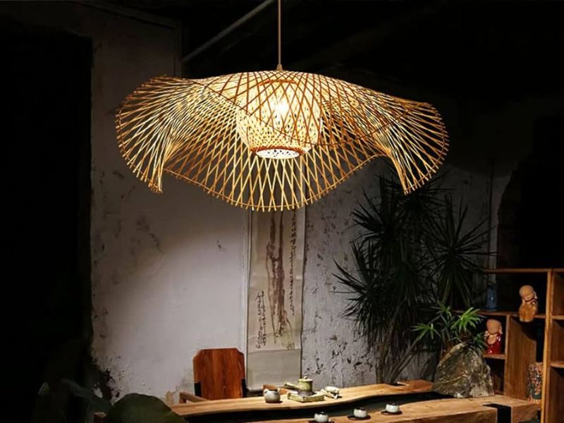 Rattan Pendant Light with Bamboo Elements