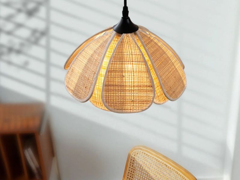 Vintage rattan pendant light in the entryway or hallway can create an inviting first impression