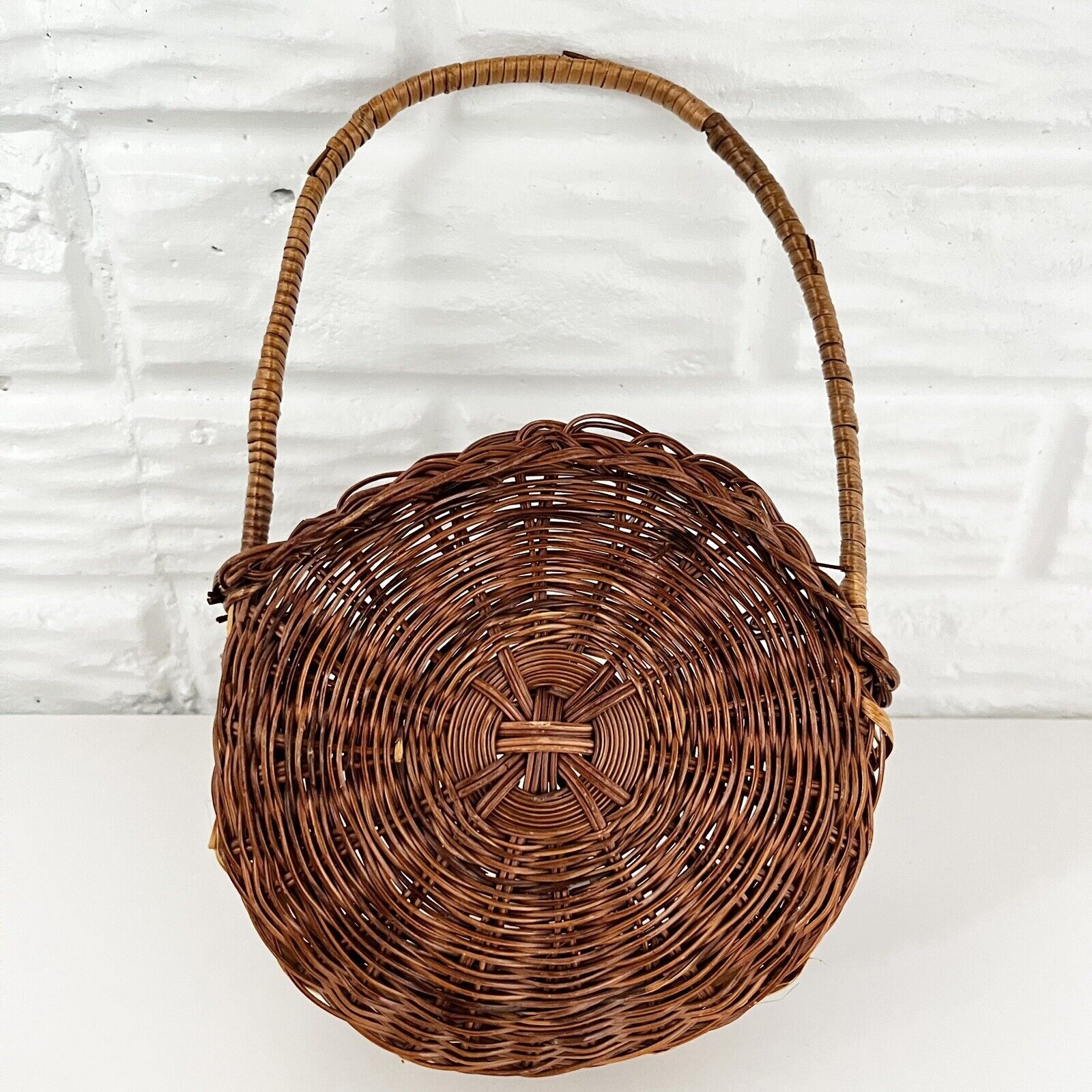 Vintage Wicker Wall Pocket Basket Planter Natural Home Decor 10x6”Cottagecore - Image 3