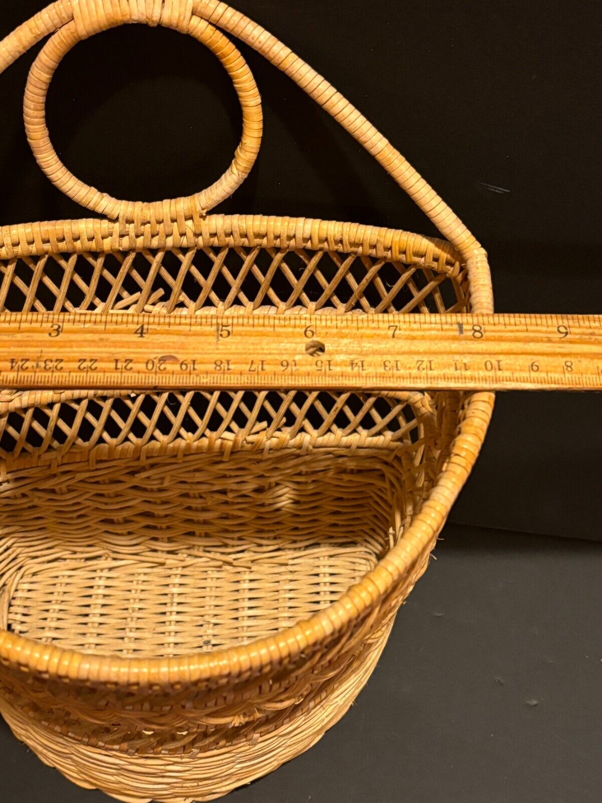 Vintage Wicker Wall Pocket Basket Planter Natural Home Decor 11x6” Cottagecore - Image 5