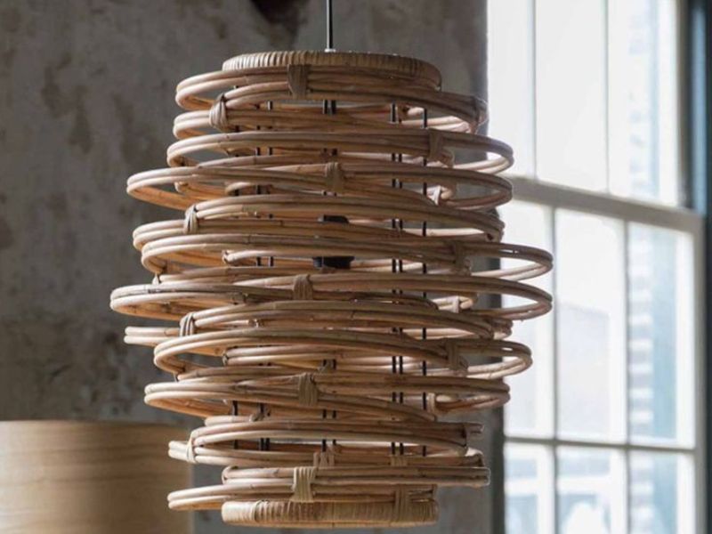 Spiral Rattan Pendant Light