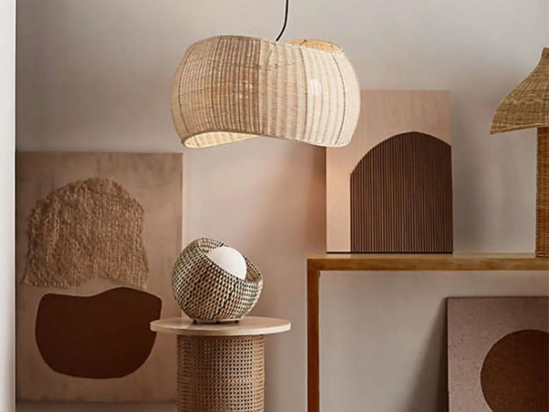 Asymmetrical Rattan Pendant Light