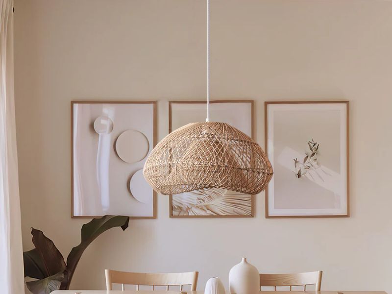 Minimalist Wave Rattan Pendant Light