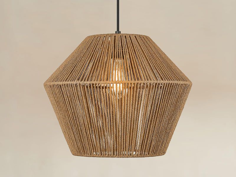 Modern Wicker Pendant Light with Geometric Shape