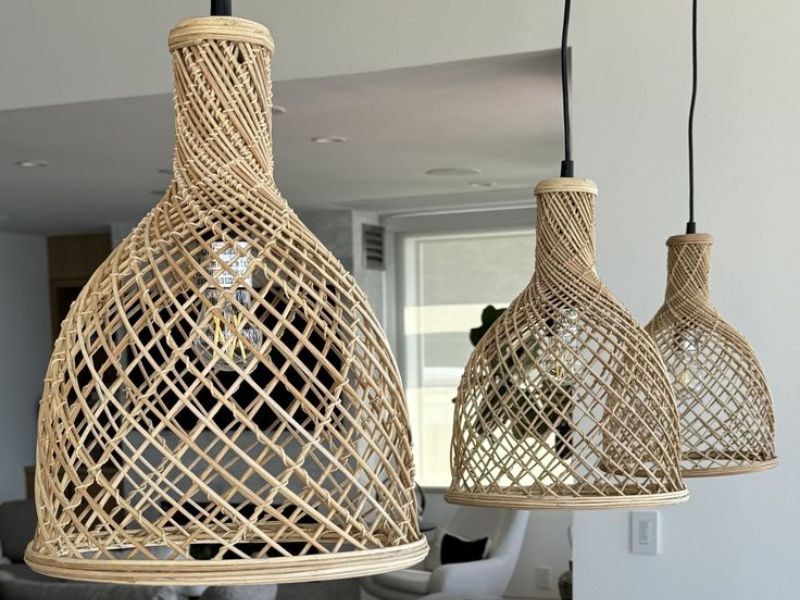 Wicker Pendant Light with Open-Weave Design